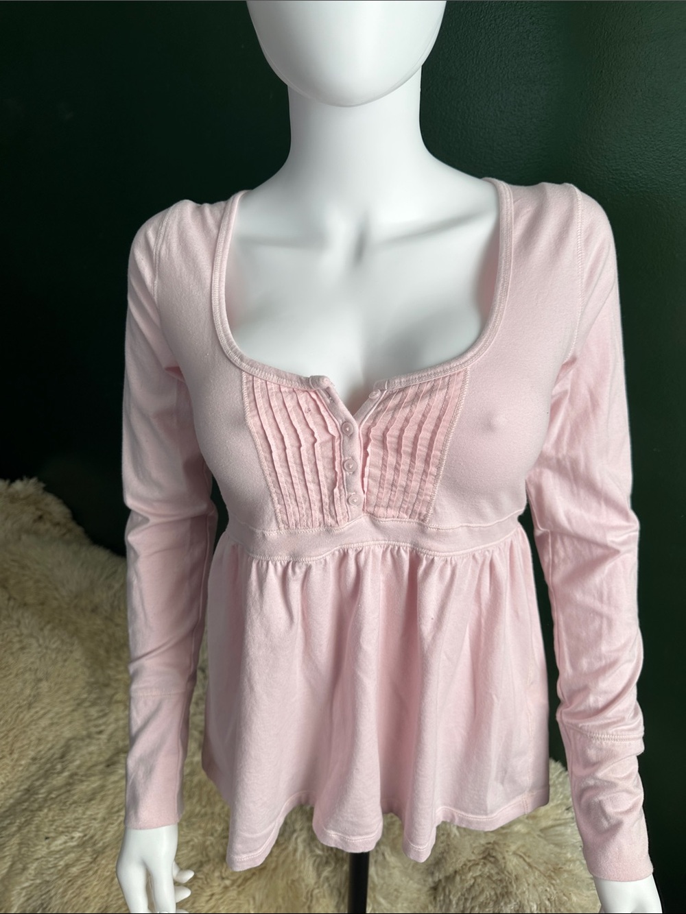 Y2K Hollister Light Pink babydoll Henley Top